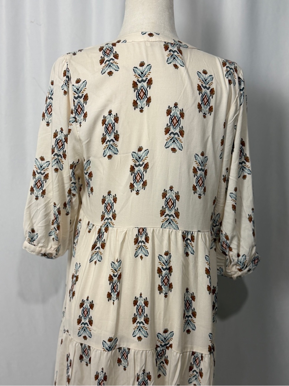 NWT Fig & Flower Tiered Midi Dress Ivory Floral Farmhouse Boho Size S - Picture 6 of 12